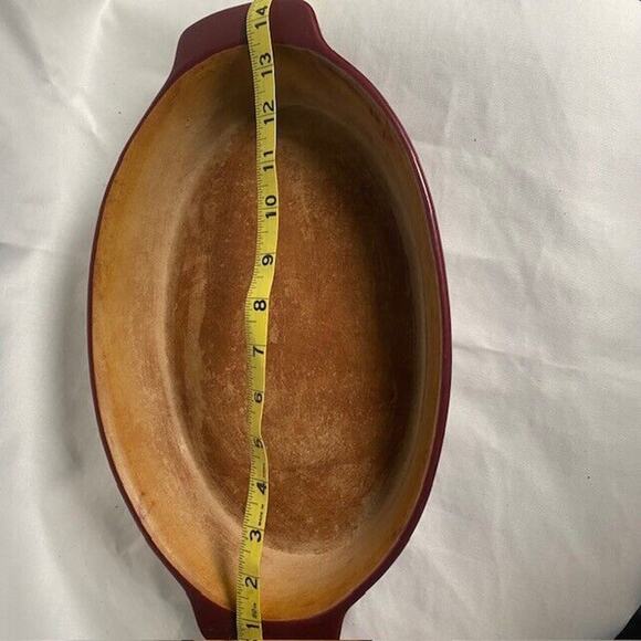 PAMPERED CHEF Family Heritage Stoneware Cranberry Red Oval Baker 8.5 x 13.5 - Picture 6 of 8